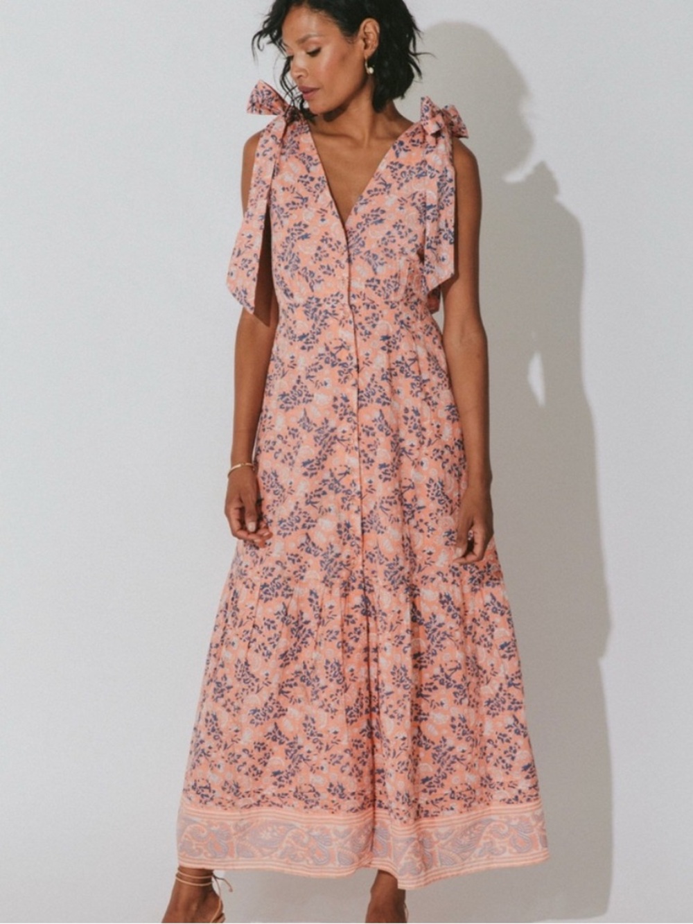 BOGO! CLEOBELLA Astrid Midi Dress Cotton Block Print in Positano Floral Large